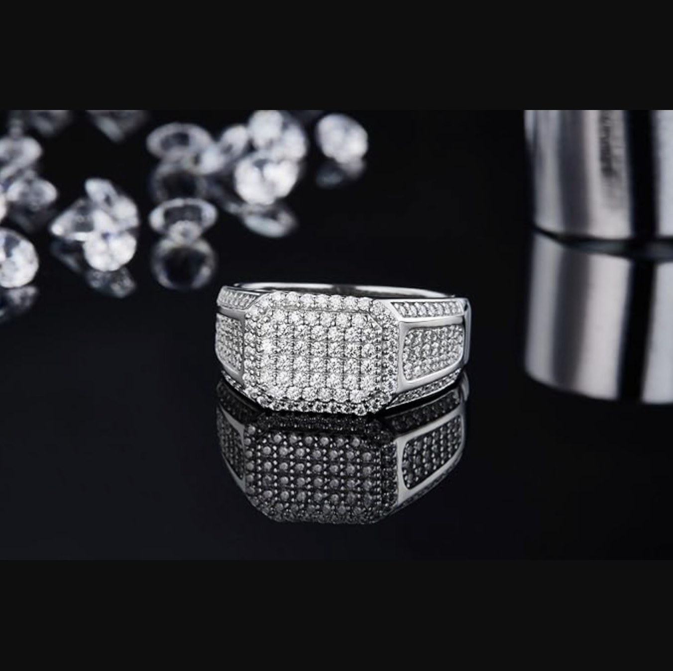 Men’s 925 Sterling Silver Diamond Pave Ring