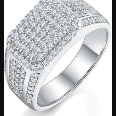 Men's 925 Sterling Silver Diamond Pave Ring 1