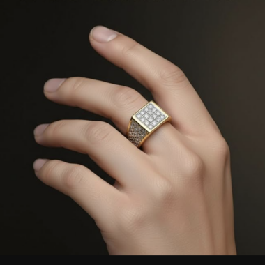 Men’s 9 ct Yellow Gold Diamond Cluster Ring