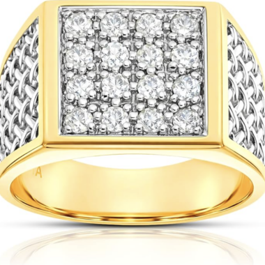 Men's 9 ct Yellow Gold Diamond Cluster Ring 1